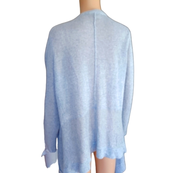 White + Warren Womens Lavender Purple Cardigan Assymetric With Pockets Medium - Picture 3 of 9